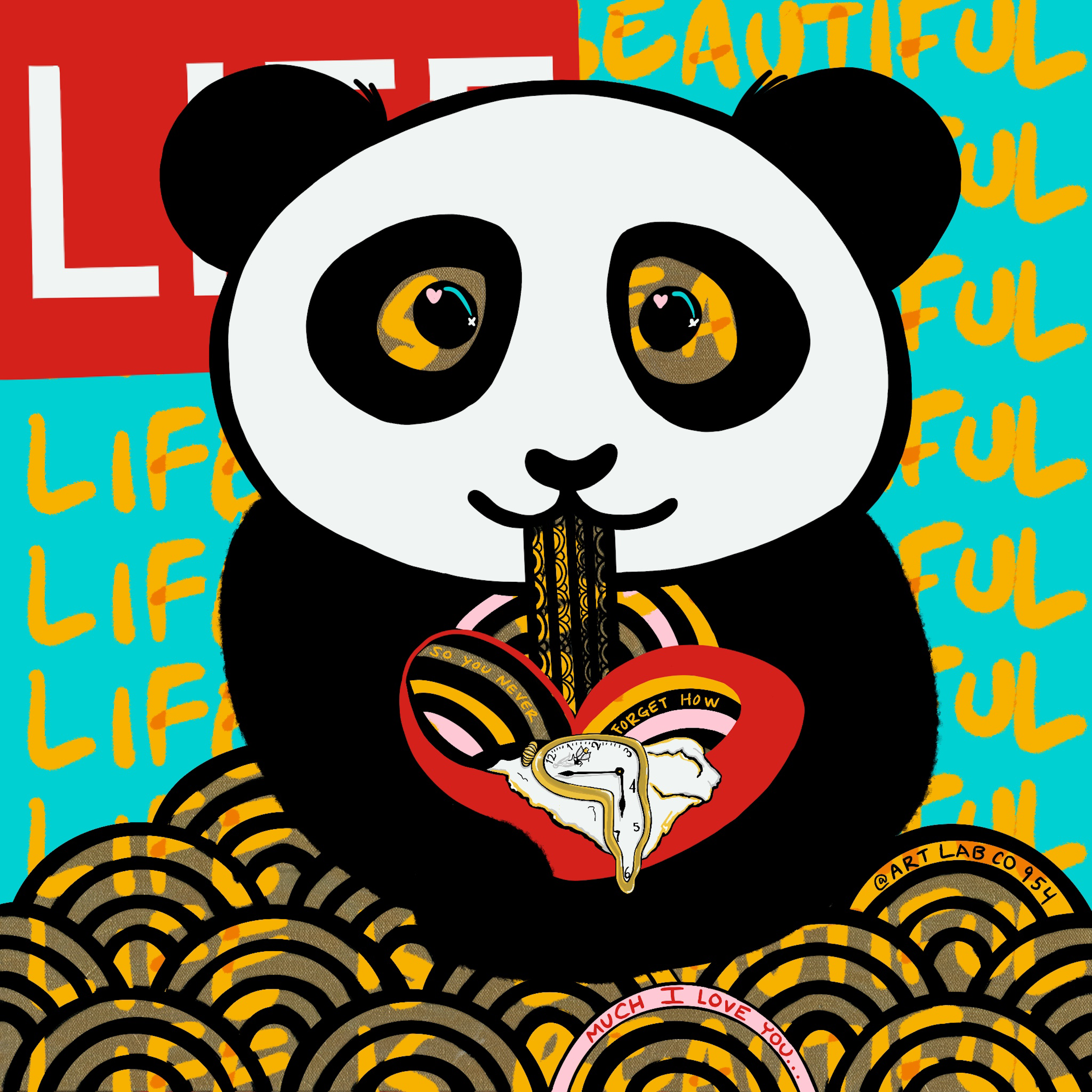 'Life is Beautiful' Panda Resin Print