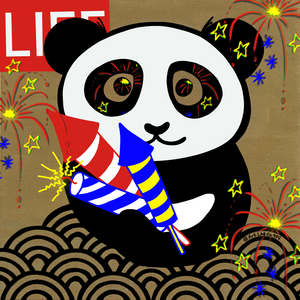 Fireworks Panda Paper Print