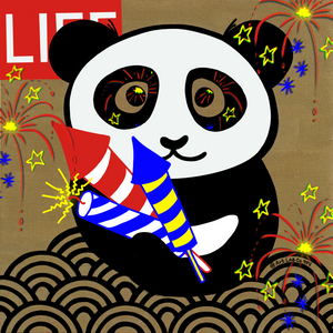 Fireworks Panda Resin Print