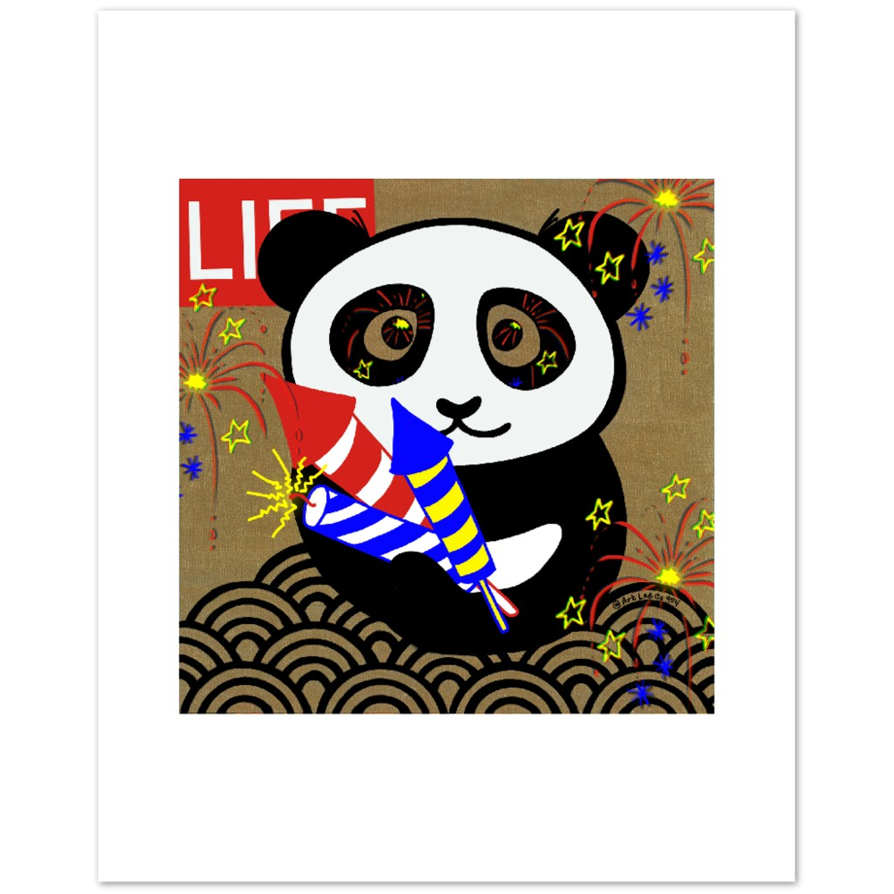 Fireworks Panda Paper Print