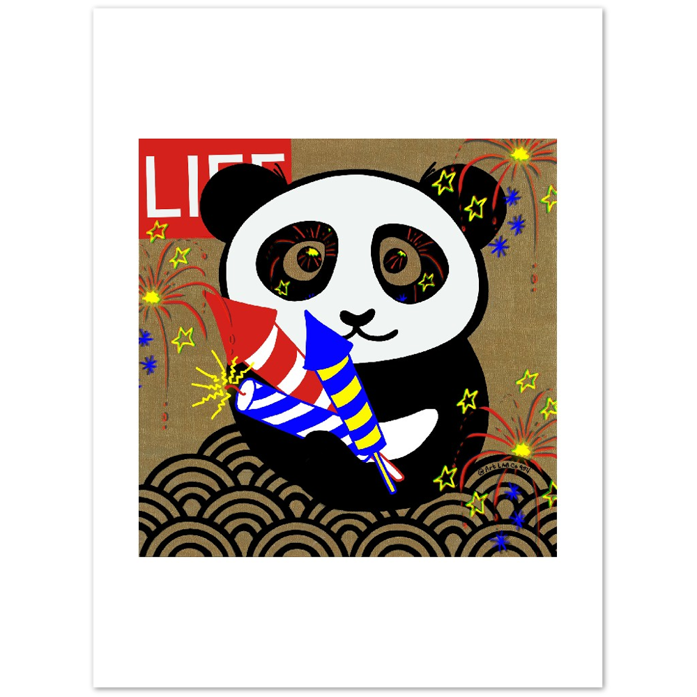 Fireworks Panda Paper Print