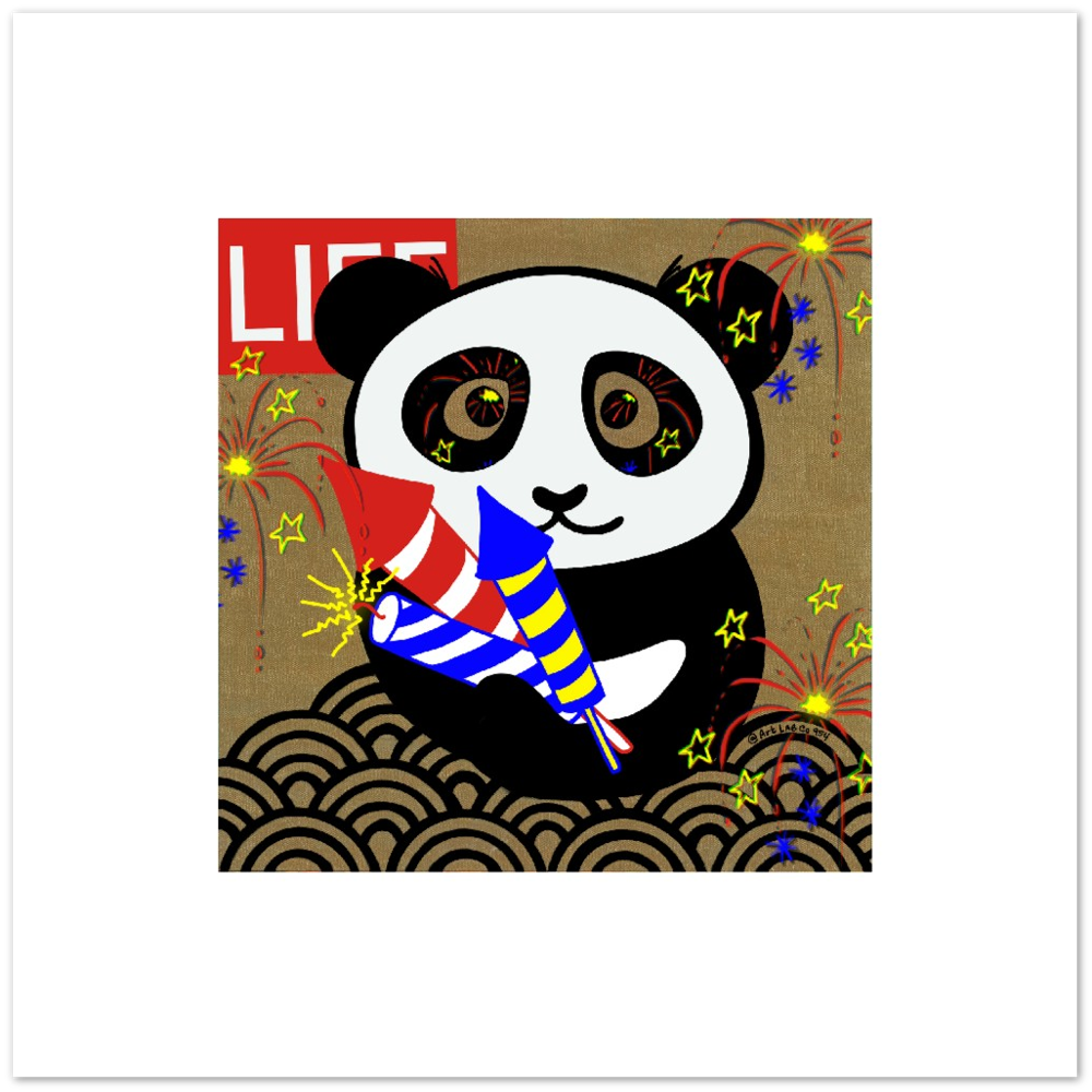 Fireworks Panda Paper Print